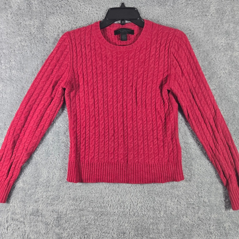 Express Design Studio Red Wool Blend Cable Knit Sweater Small Merino Angora